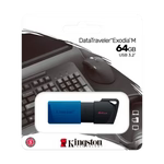 Memoria USB 3.2 64GB Kingston Exodia M Datatraveler DTXM/64GB, Color Negro (Capuchon Azul)