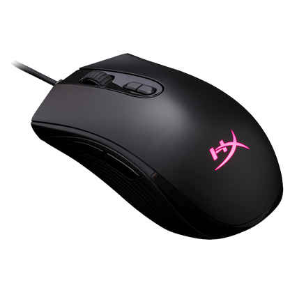 Mouse Gamer HyperX Pulsefire Core · Alámbrico USB-A · Sensor Pixart 3327 · 6.200 DPI · 87g · 7 Botones · RGB · Negro