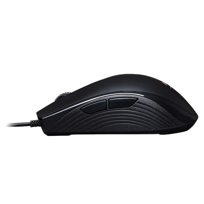 Mouse Gamer HyperX Pulsefire Core · Alámbrico USB-A · Sensor Pixart 3327 · 6.200 DPI · 87g · 7 Botones · RGB · Negro