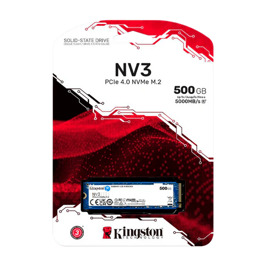 SSD PCI-E 4.0 M.2 2280 500GB NVME KINGSTON SNV3S/500G R/W 5000 MB/S Garantía 5 Años