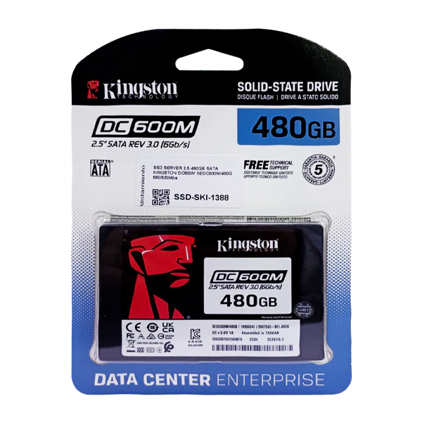 SSD SERVER 2.5 480GB SATA KINGSTON DC600M SEDC600M/480G 560/530Mbs Garantía 5 Años
