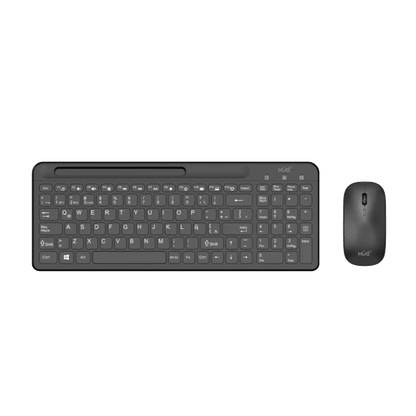 Combo Teclado Externo Wireless Compacto LATAM + Mouse 1600DPI, 2.4GHZ + BT 5.0, Batería 500MAH, USB-C, Color Negro, W1500 XUE®