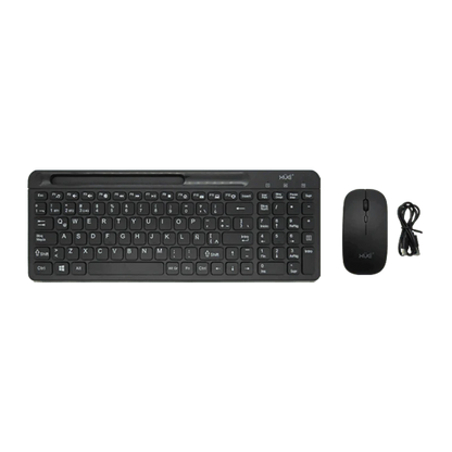 Combo Teclado Externo Wireless Compacto LATAM + Mouse 1600DPI, 2.4GHZ + BT 5.0, Batería 500MAH, USB-C, Color Negro, W1500 XUE®