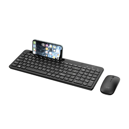 Combo Teclado Externo Wireless Compacto LATAM + Mouse 1600DPI, 2.4GHZ + BT 5.0, Batería 500MAH, USB-C, Color Negro, W1500 XUE®