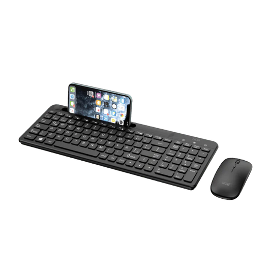 Combo Teclado Externo Wireless Compacto LATAM + Mouse 1600DPI, 2.4GHZ + BT 5.0, Batería 500MAH, USB-C, Color Negro, W1500 XUE®