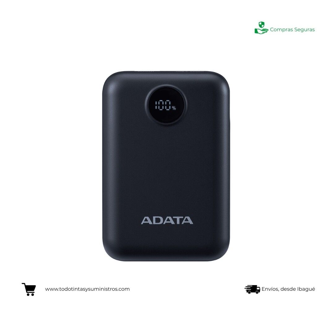 Power Bank Adata C100 con Pantalla Digital USB-C Negra (10.000 Mah)