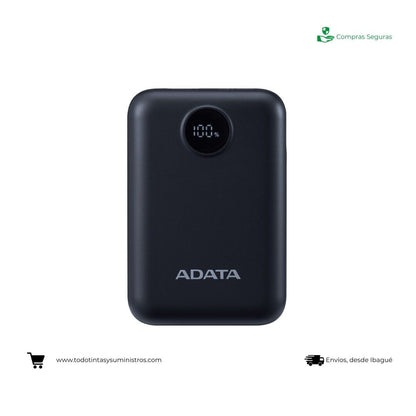 Power Bank Adata C100 con Pantalla Digital USB-C Negra (10.000 Mah)